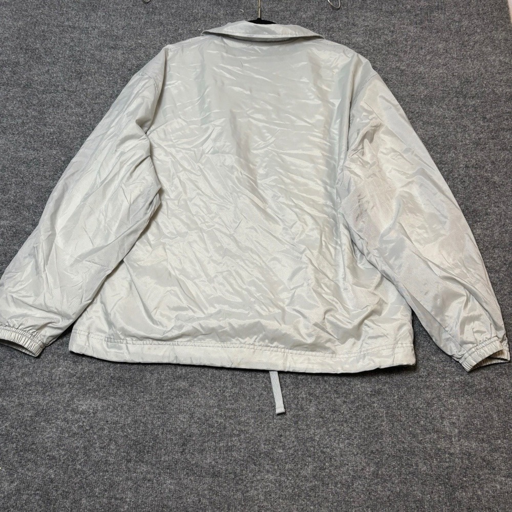 Reebok Mens Light Gray Nylon Track Jacket Spell Out Logo Red‎ Size L - Picture 2 of 13